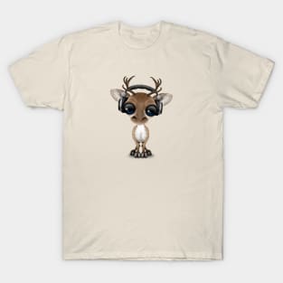 Cute Musical Reindeer Dj Wearing Headphones T-Shirt